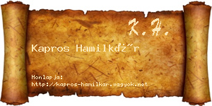 Kapros Hamilkár névjegykártya